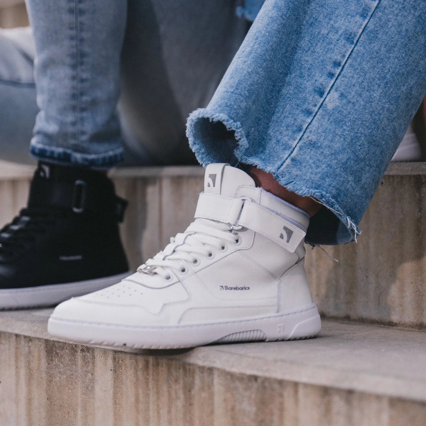 Baskets pieds nus Zing - Montantes - Tout Blanc - Cuir