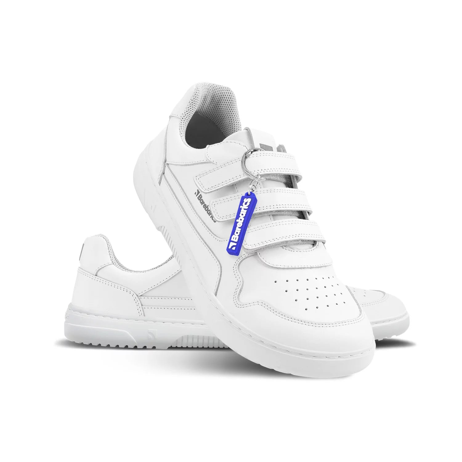 BarfuBschuh Sneaker Zing Velcro All White Leather Lucky Feet Factory