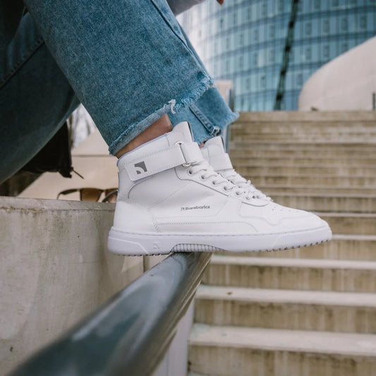 Baskets pieds nus Zing - Montantes - Tout Blanc - Cuir