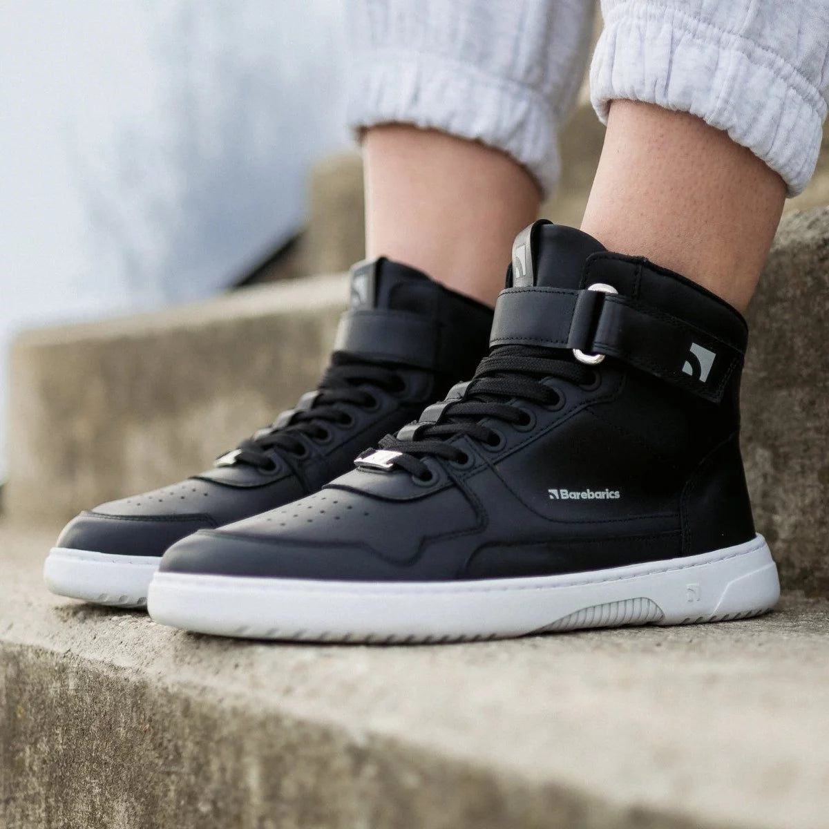 Baskets Barefoot Zing - Montantes - Noir &amp; Blanc - Cuir
