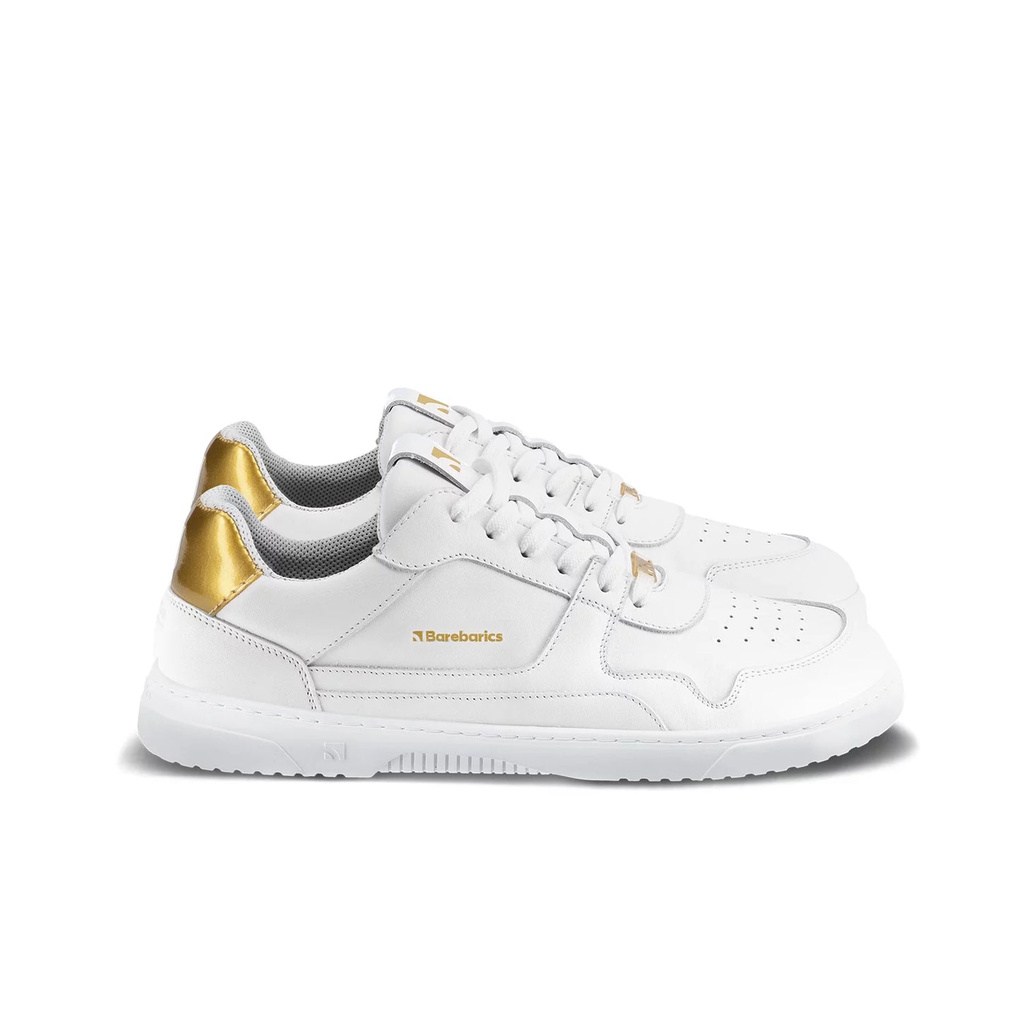 Chaussure pieds nus Sneaker Zing - Blanc &amp; Or - Cuir 