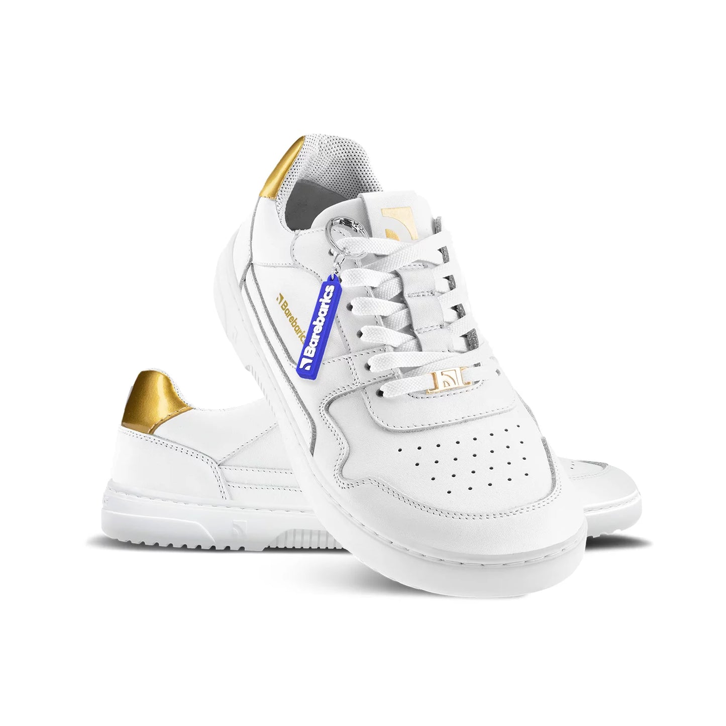Chaussure pieds nus Sneaker Zing - Blanc &amp; Or - Cuir 
